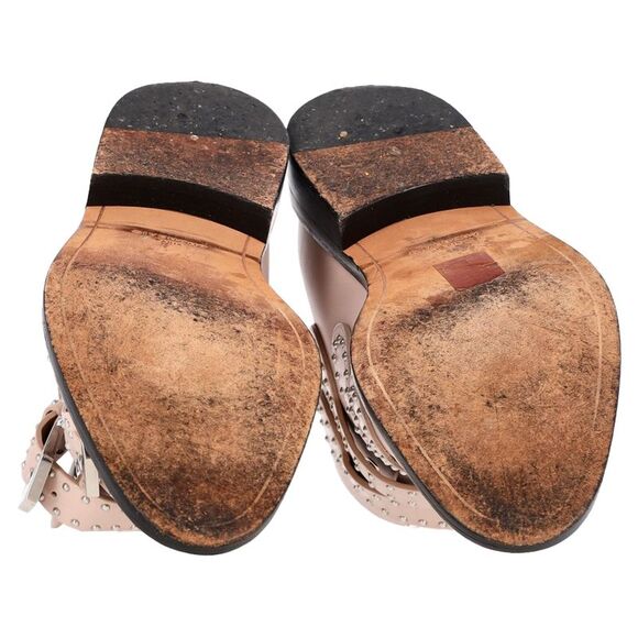 Givenchy Buckle Detail Studded Ankle Boots in Light Pink Leather - Picture 9 of 12